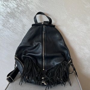 Rebecca Minkoff Black Leather Fringe Backpack
